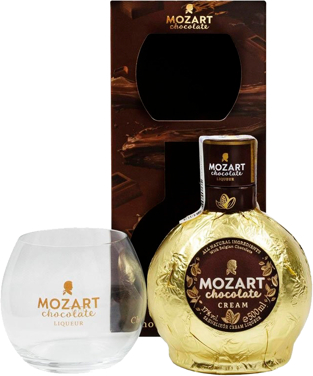 Моцарт Шоколадный Крем в подарочной упаковке с круглым бокалом 0.5 л