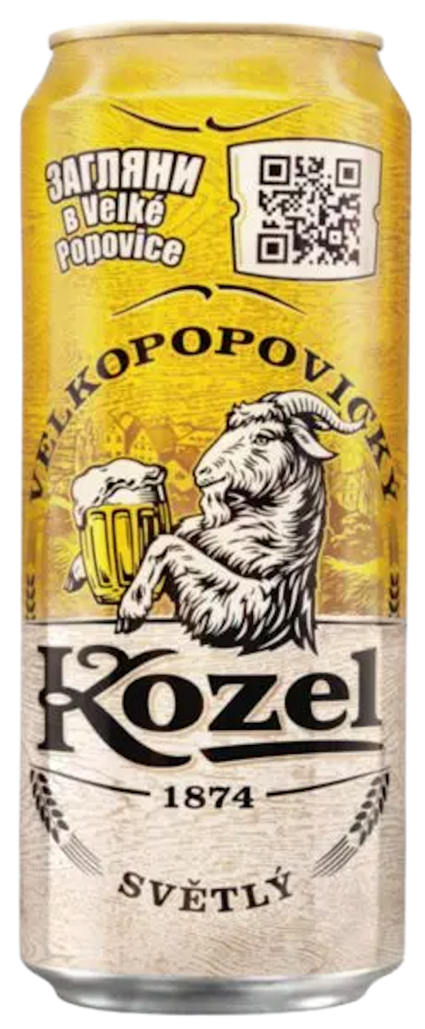 Пиво Velkopopovicky Kozel Svetly в банке, 0.45 л