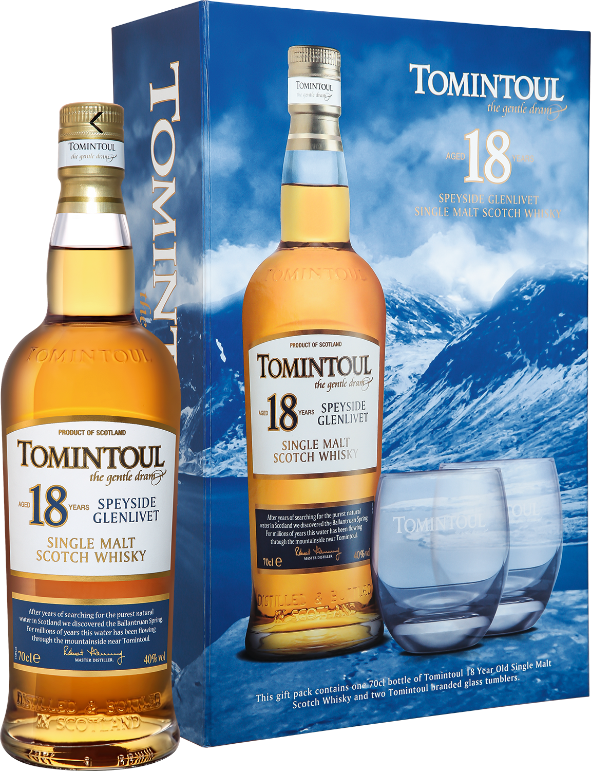 Томинтул Спейсайд Гленливет 18 лет солодовый виски в подарочной упаковке 2002 0.7 л