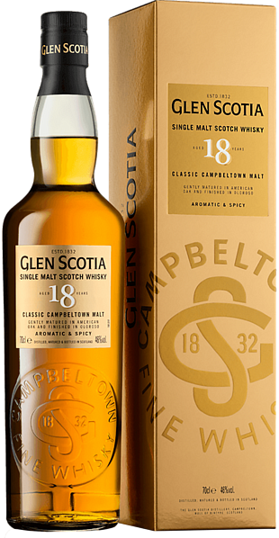 Glen Scotia Campbeltown 18 Y.O. Single Malt Scotch Whisky (gift box), 0.7л